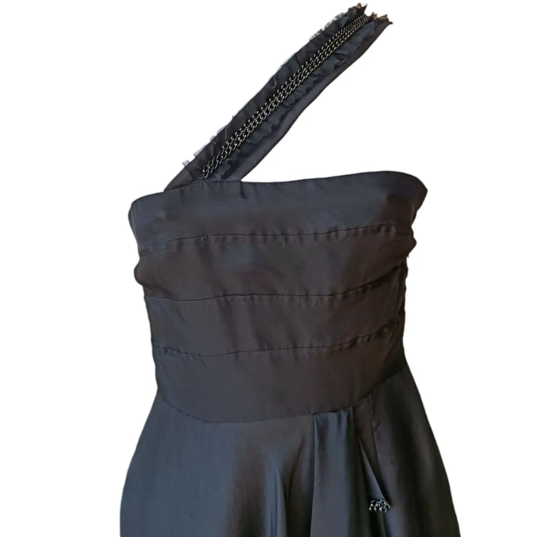Rachel Gilbert One Shoulder Silk Mini Dress Black Size 0 / AU 6 for rent on The Volte - main image
