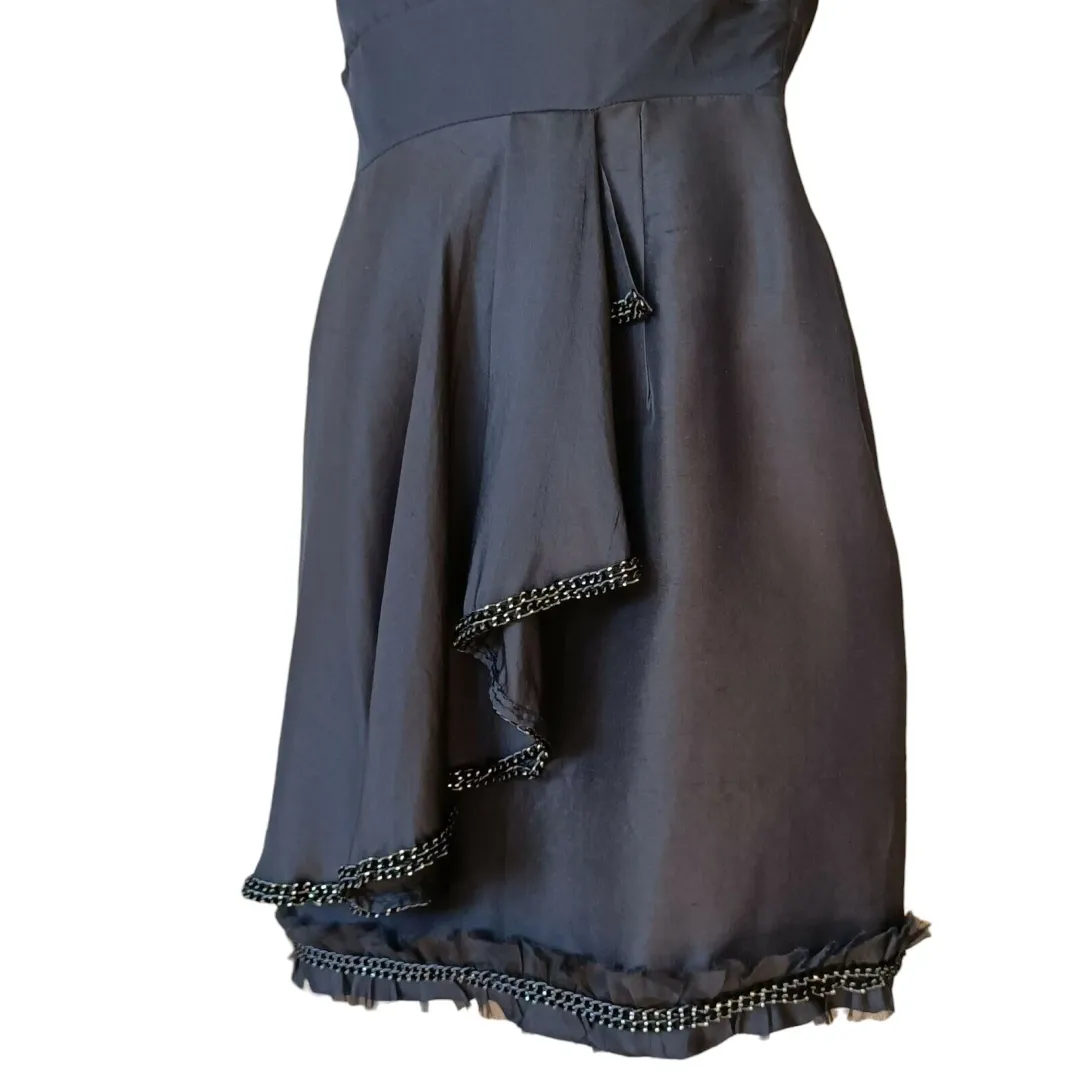 Rachel Gilbert One Shoulder Silk Mini Dress Black Size 0 / AU 6 for rent on The Volte - main image