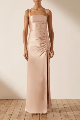 Shona Joy La Lune Ruched Maxi Dress in Desert Rose Size 14 for rent on The Volte - image 1