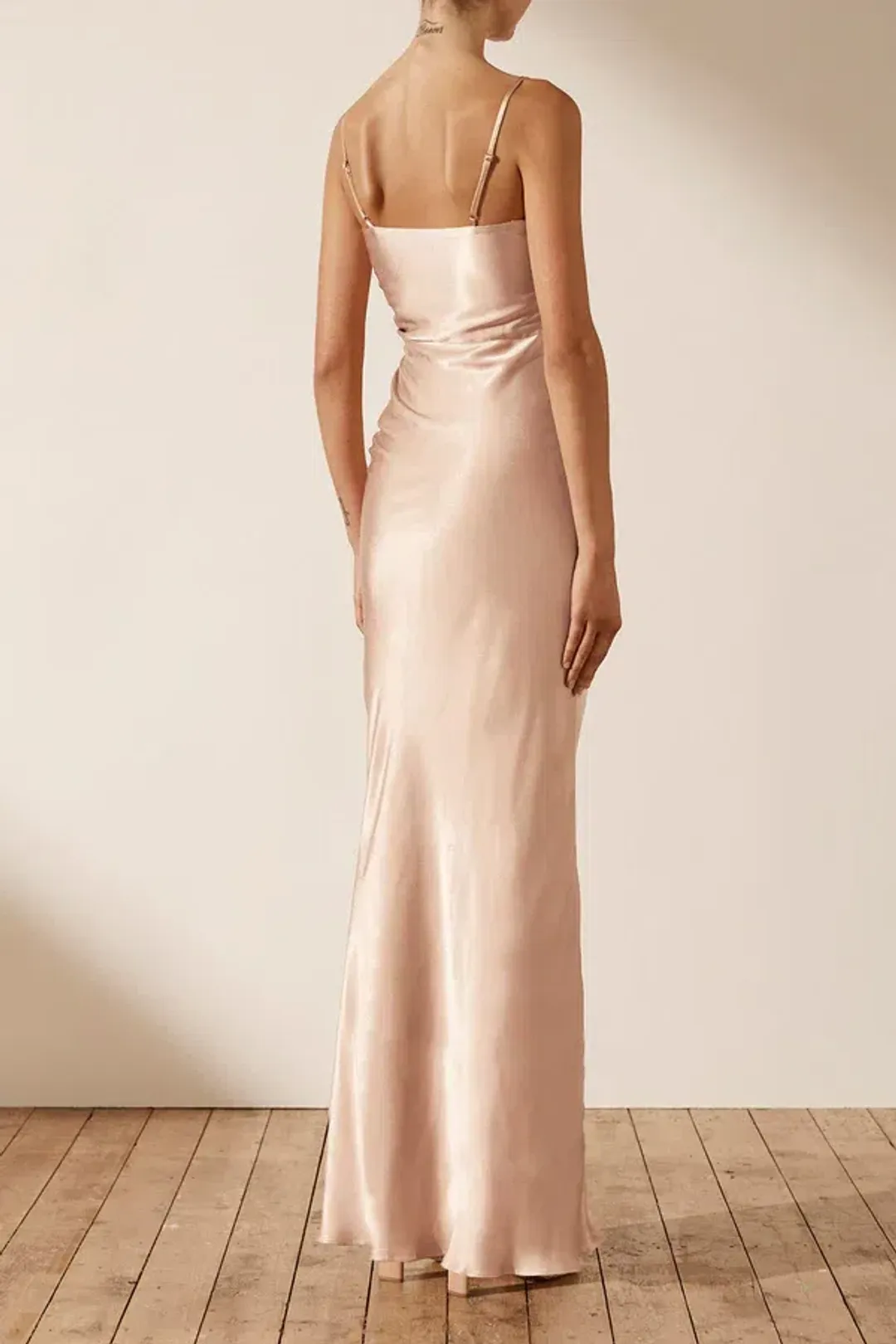 Shona Joy La Lune Ruched Maxi Dress in Desert Rose Size 14 for rent on The Volte - main image
