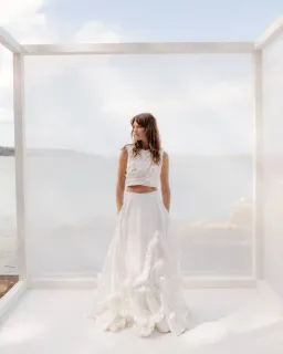 Aje Aurelia Frill Shell Top & Kendra Frill Maxi Skirt Set Ivory Size 8 for rent on The Volte - image 4