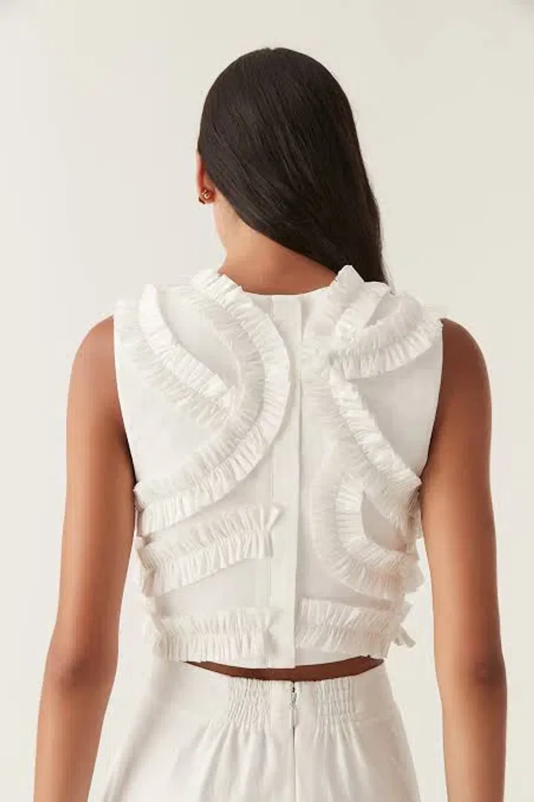 Aje Aurelia Frill Shell Top & Kendra Frill Maxi Skirt Set Ivory Size 8 for rent on The Volte - main image