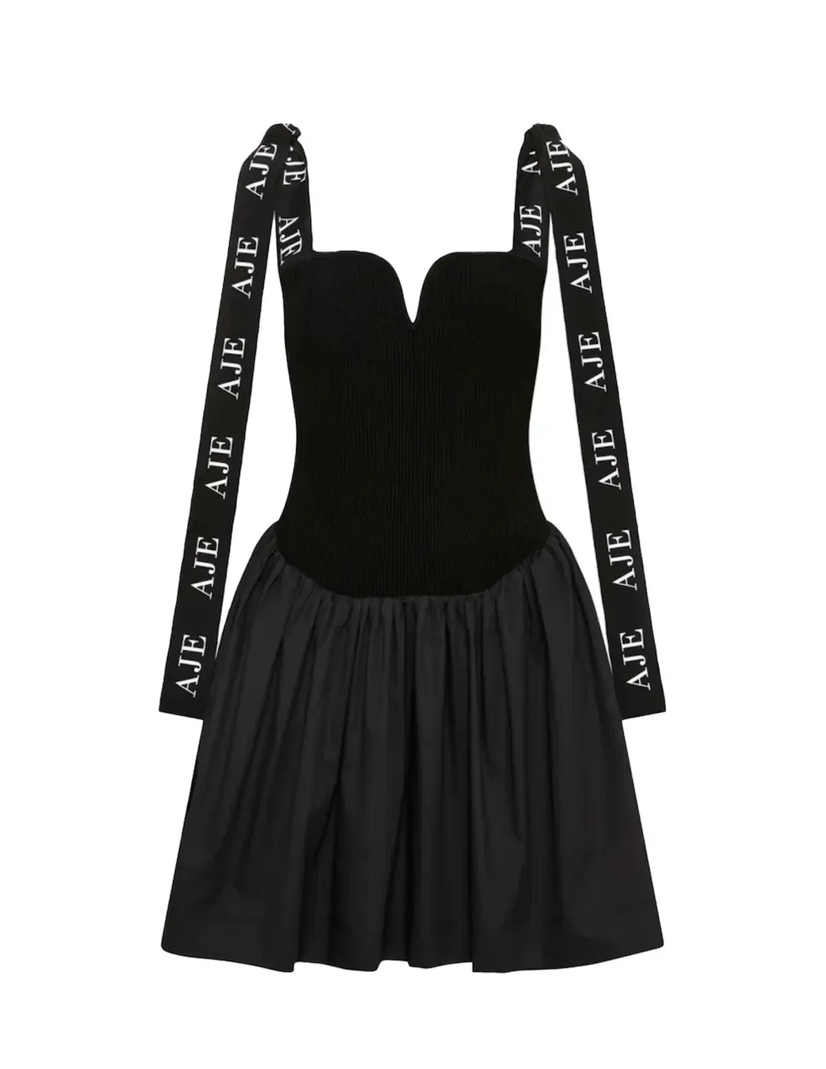 Aje Mira Logo Strap Tulip Mini Dress in Black - Size S - Image 5