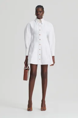Scanlan Theodore Denim Cocoon Sleeve Mini Dress White Size 8 for rent on The Volte - image 2