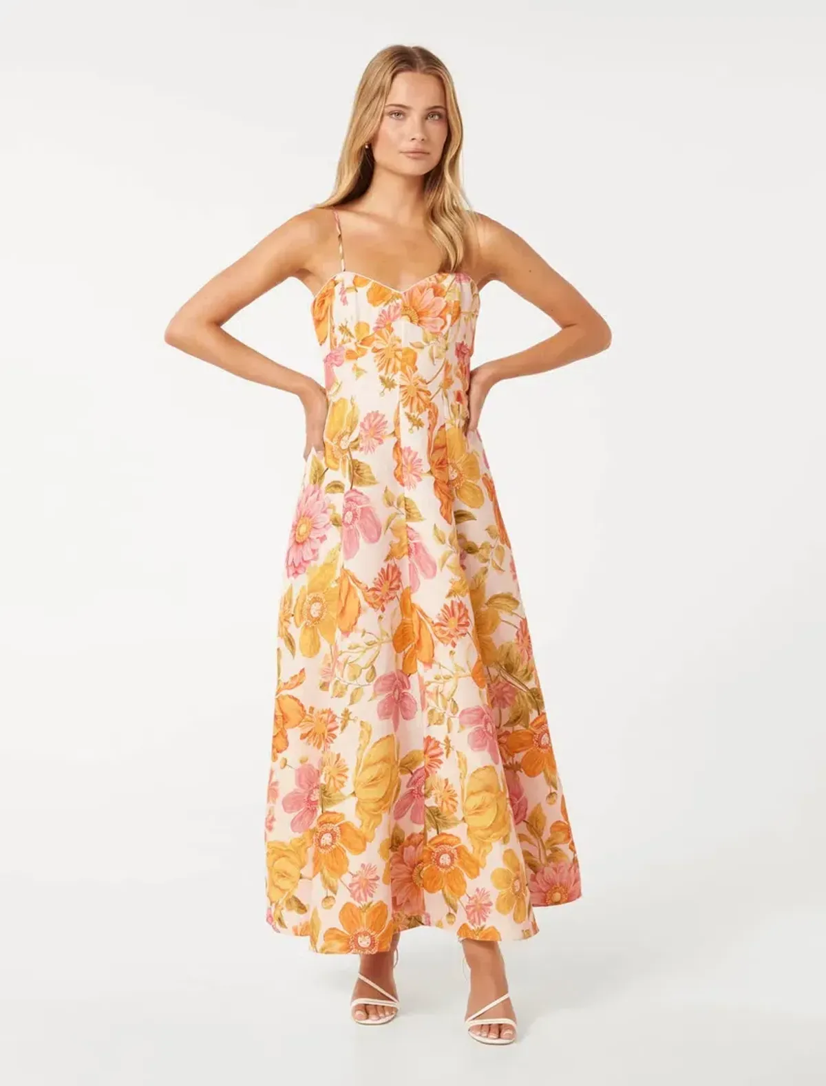 Forever New Vayda Strap Midi Sun Dress Size 8 - Image 1
