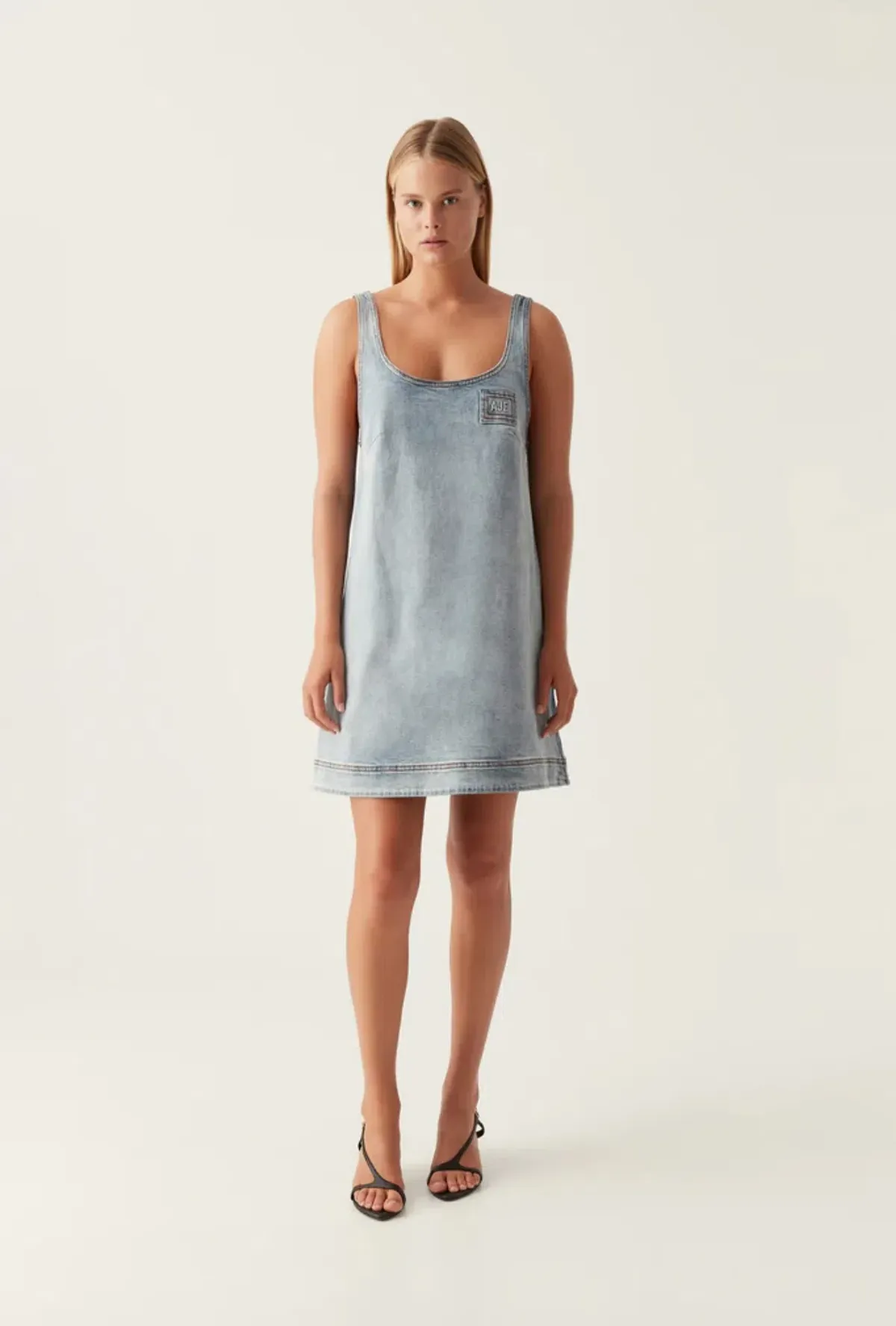 Aje Bambie Denim Mini Dress Two Tone Indigo Size 6 - Image 4