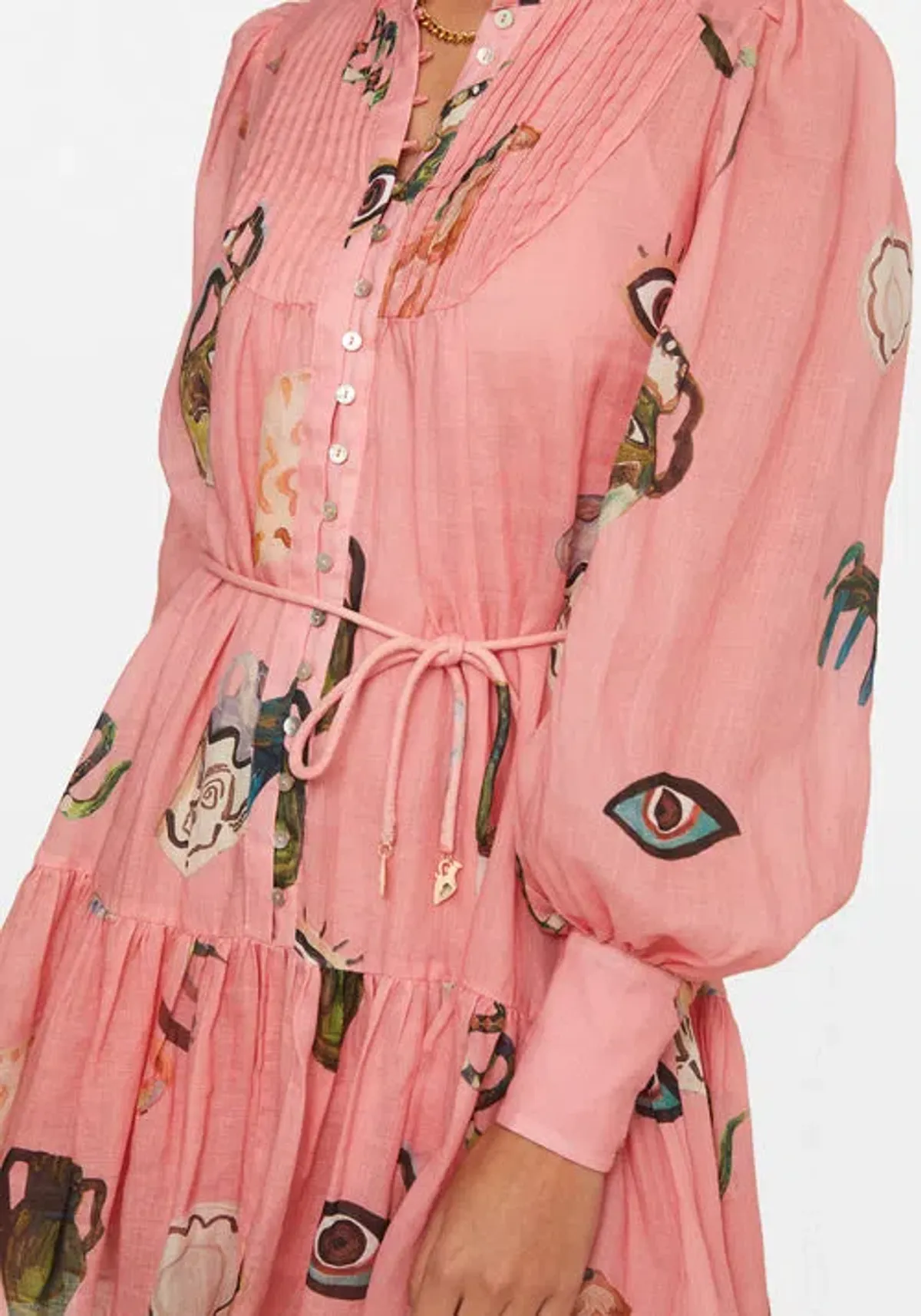 Alemais Cleo Smock Mini Dress in Pink Size 8 - Image 2