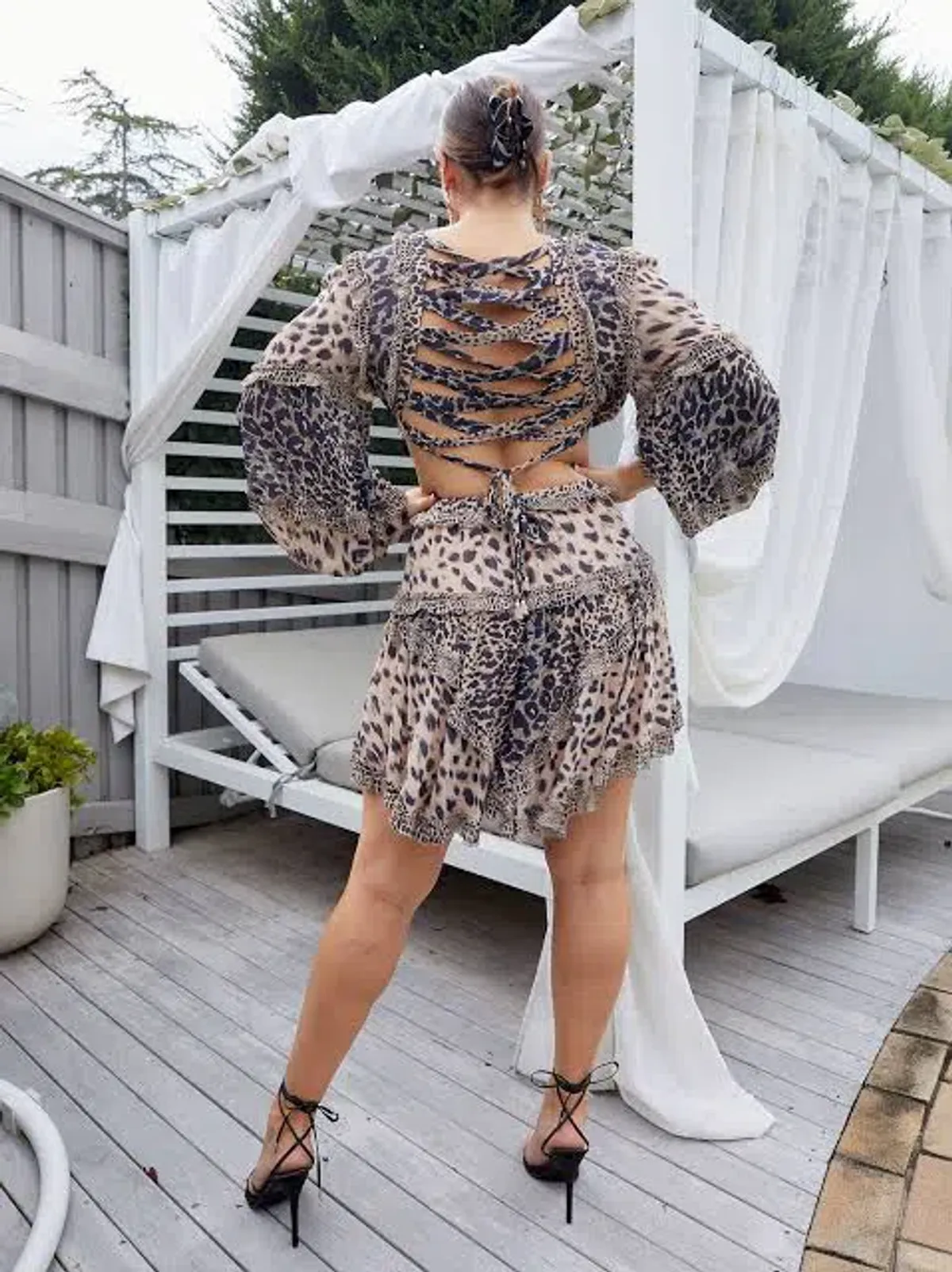 Zimmermann Allia Cutout Chiffon Mini Dress Leopard-print Size 1/ AU 10 - Image 2