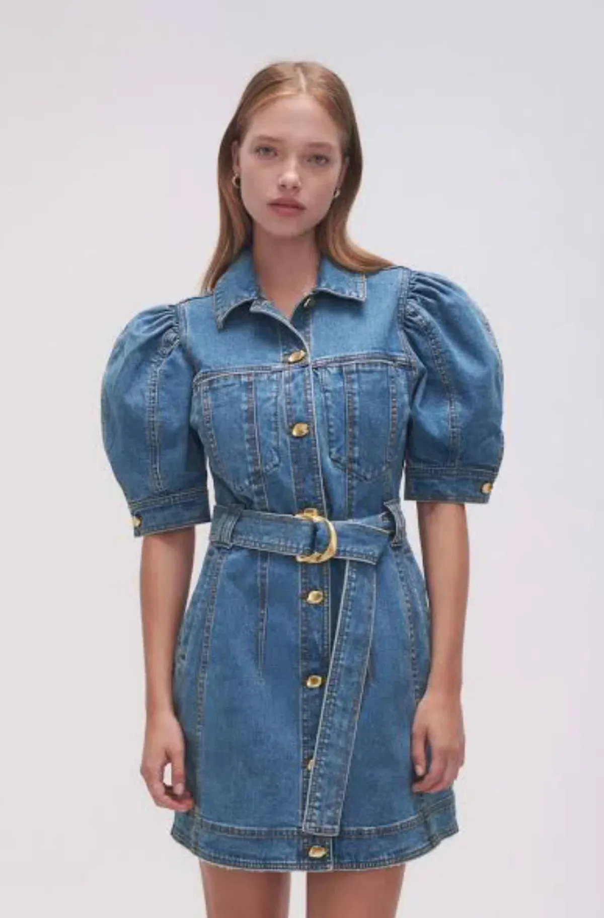 Aje Adriana Puff Sleeve Mini Dress 90s Wash Size 8 - Image 3