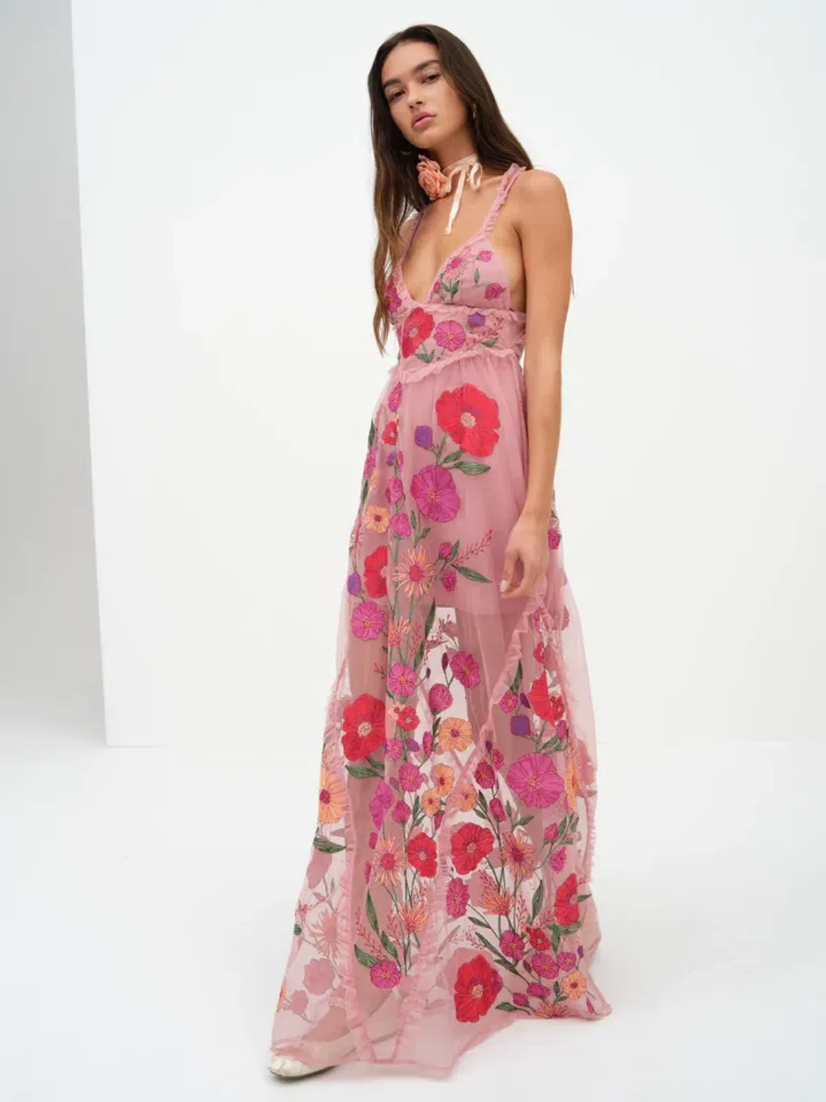 For Love & Lemons Kaylee Maxi Dress Pink Floral Size S / AU 8 - Image 2