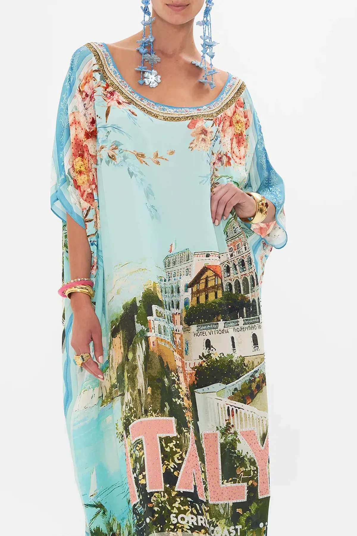 Camilla Round Neck Kaftan From Sorrento with Love One Size - Image 2