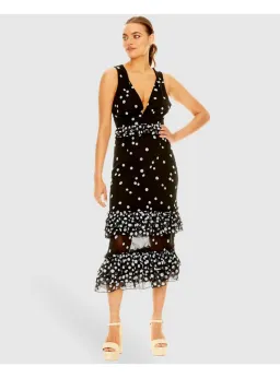 Talulah Love Shak Midi Dress Mono Spot Print Size XS / AU 6 for rent on The Volte - image 1