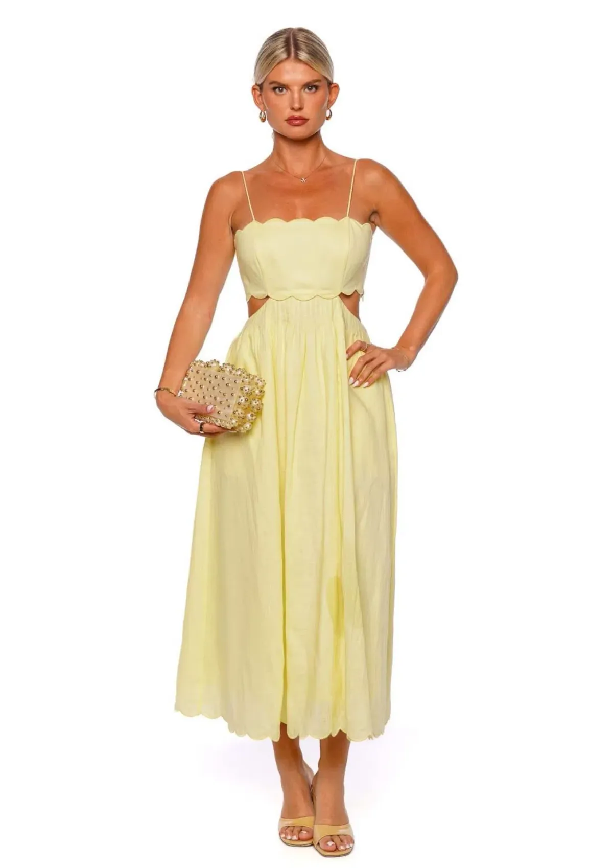 Zimmermann Halliday Scallop Midi Dress Yellow Size 2 / AU 12 - Image 1