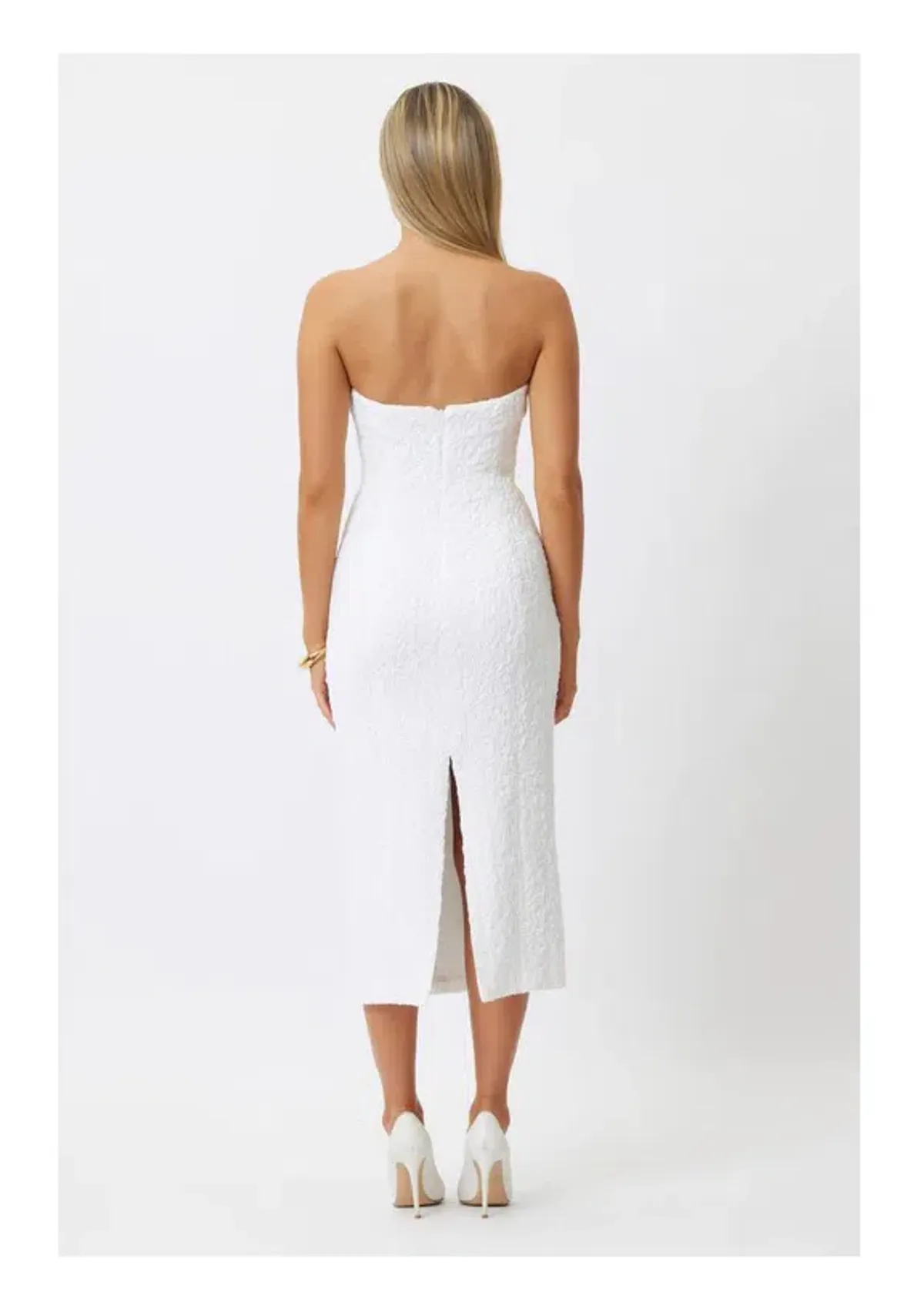 Bianca and Bridgett Dixon Strapless Midi Dress White Size 8 - Image 4