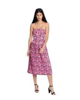 By Johnny Strapless Pleat Midi Dress Floral Size 10 for rent on The Volte - image 1