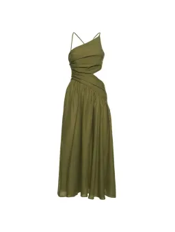 Zimmermann Laurel Asymmetric Midi Dress Olive Green Size 0 / AU 8 for rent on The Volte - image 4