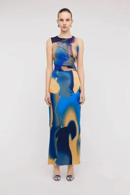 Scanlan Theodore Italian Watercolour Dress in Cobalt Blue Size 6 for rent on The Volte - image 1