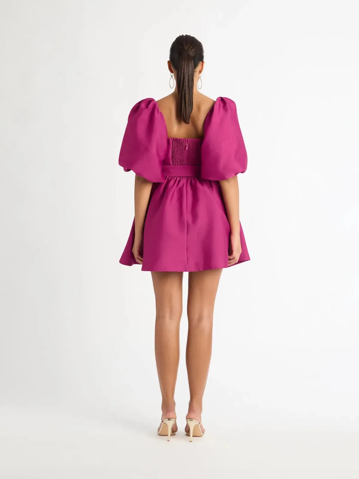 Sheike Sienna Puff Sleeve Mini Dress in Raspberry Pink Size 6 - Image 2