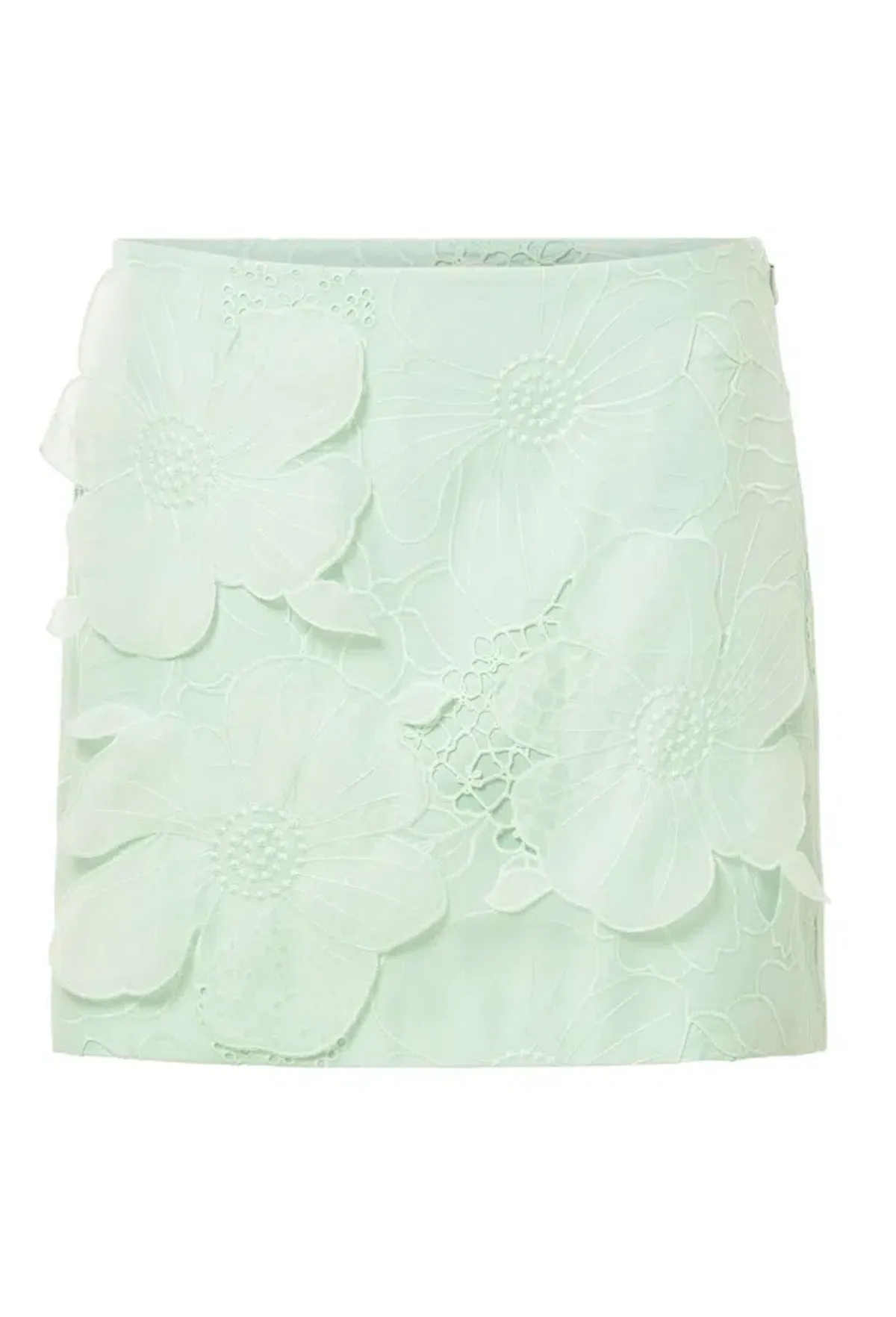 Oroton Tie Neck Lace Top Size AU 8 & Lace Mini Skirt Size AU 10 Set Sea Spray - Image 7