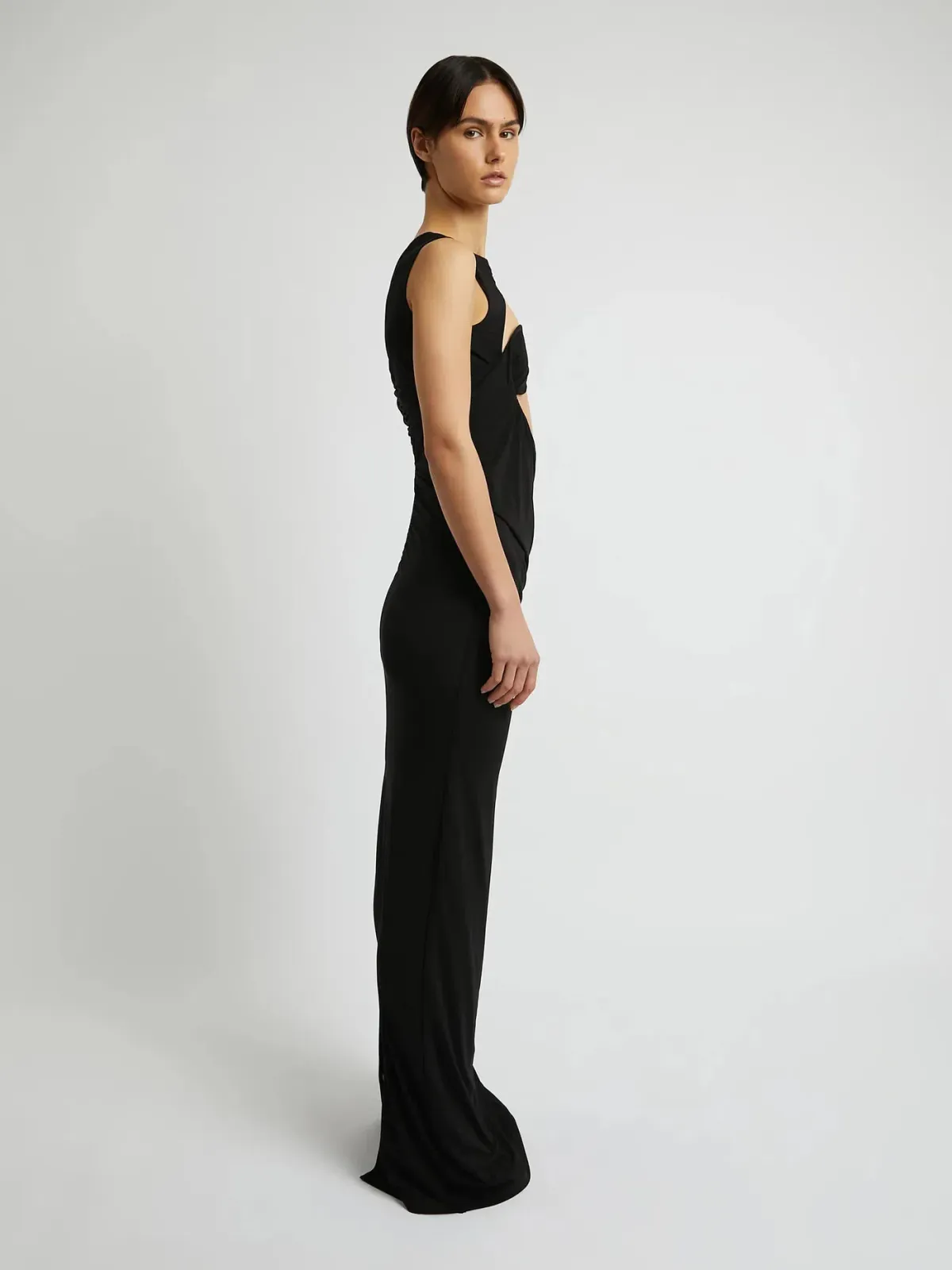 Christopher Esber Zephyr Wired Open Front Maxi Dress in Black Size 6 - Image 4