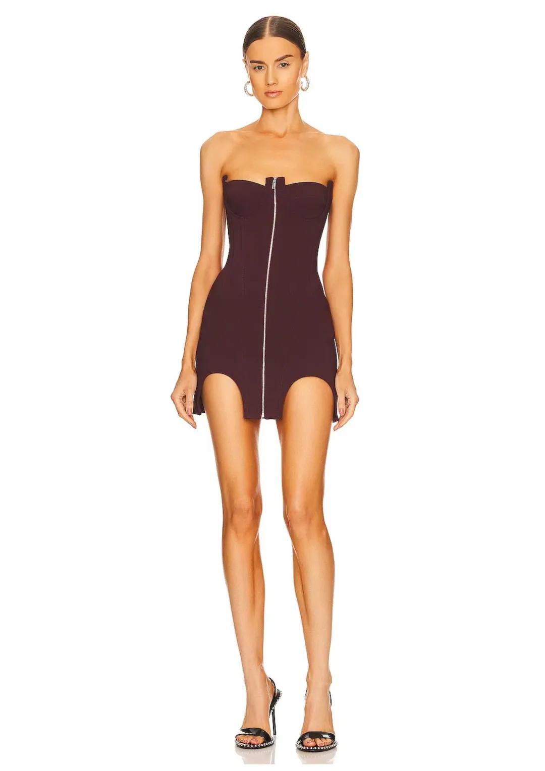 Dion Lee Double Arch Bustier Mini Dress in Oxblood Size 6 for rent on The Volte - main image