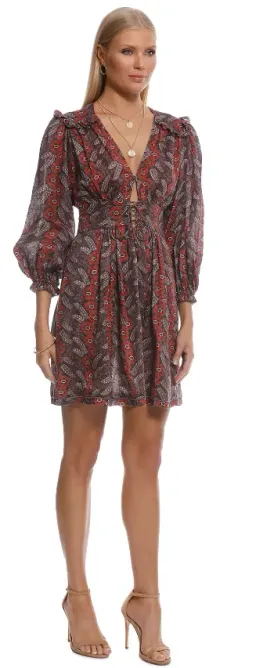 Zimmermann Bayou Corset Tie Front Mini Dress Floral Size 1 / AU 10 for rent on The Volte - image 2