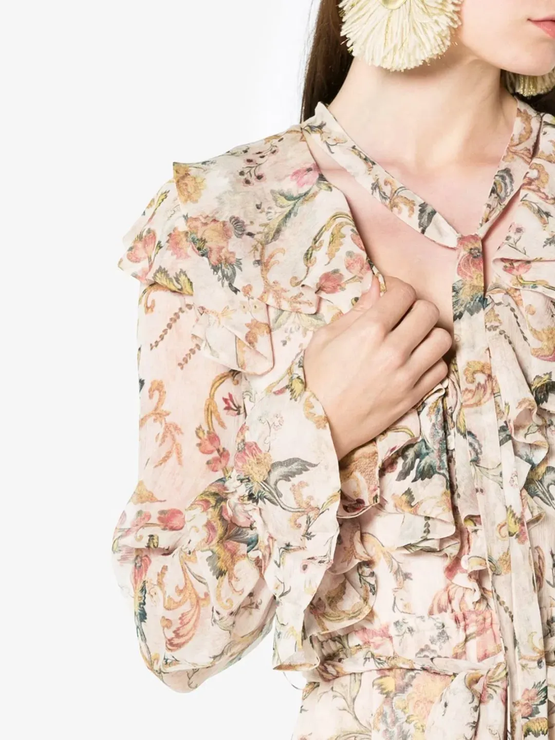 Zimmermann Painted Heart Cascade Playsuit Peach Tapestry Size 1 / AU 10 for rent on The Volte - main image
