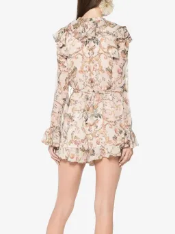 Zimmermann Painted Heart Cascade Playsuit Peach Tapestry Size 1 / AU 10 for rent on The Volte - image 3