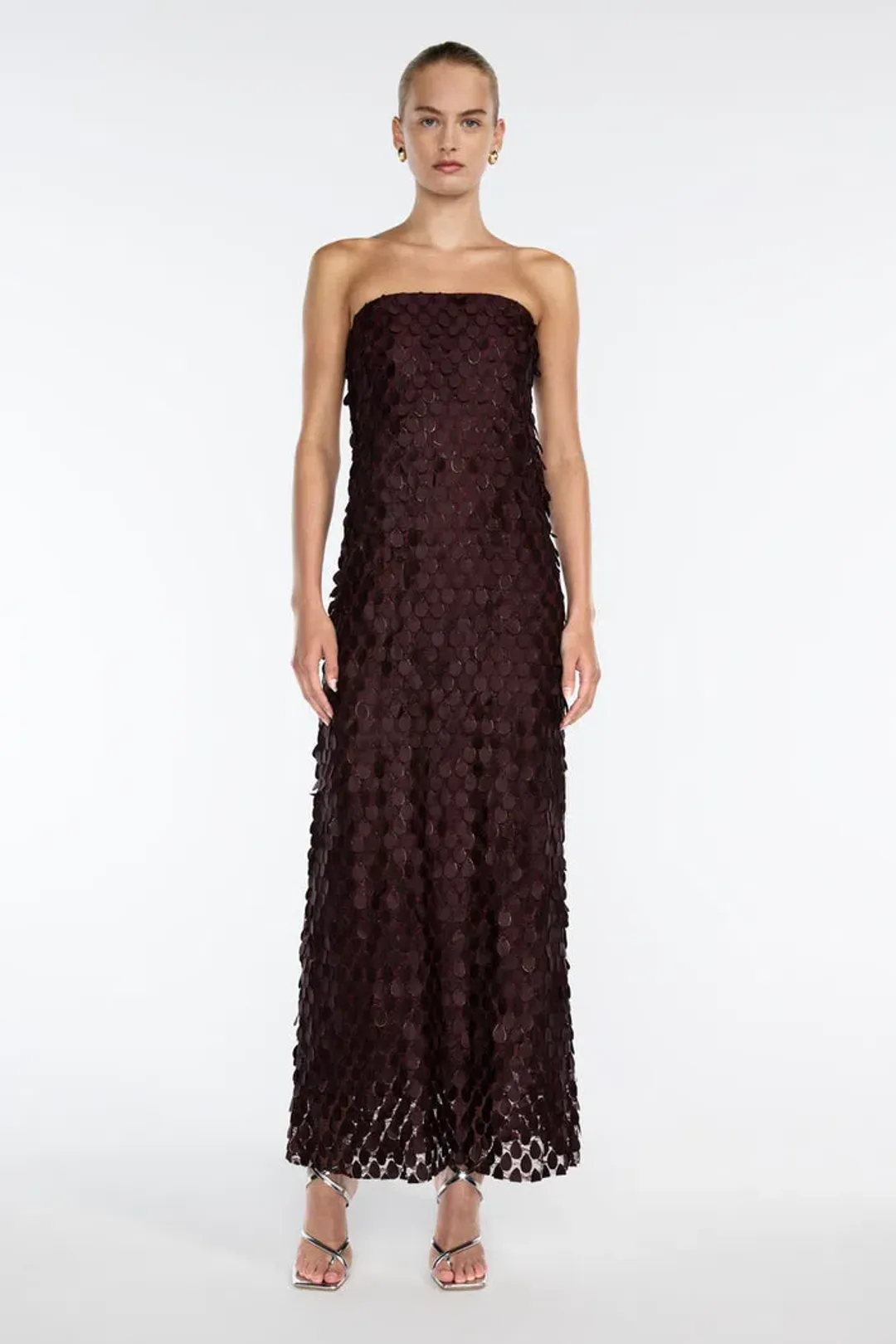 Manning Cartell Extreme Supreme Column Dress in Mulberry Size 8 for rent on The Volte - main image