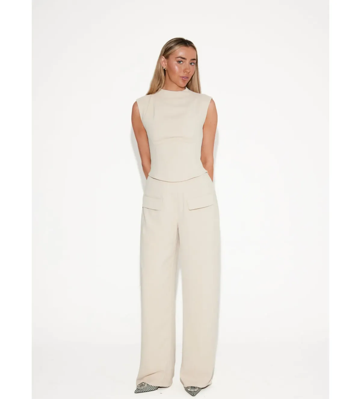 Odd Muse The Ultimate Muse Sleeveless Top andMuse Wide Leg Trousers Oat Size 6 - Image 1