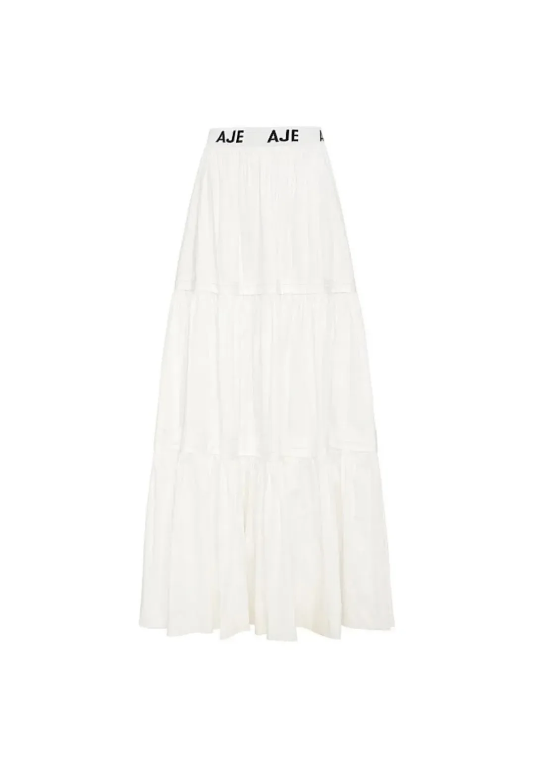 Aje Bardot Logo Tiered Midi Skirt White Size 6 for rent on The Volte - main image