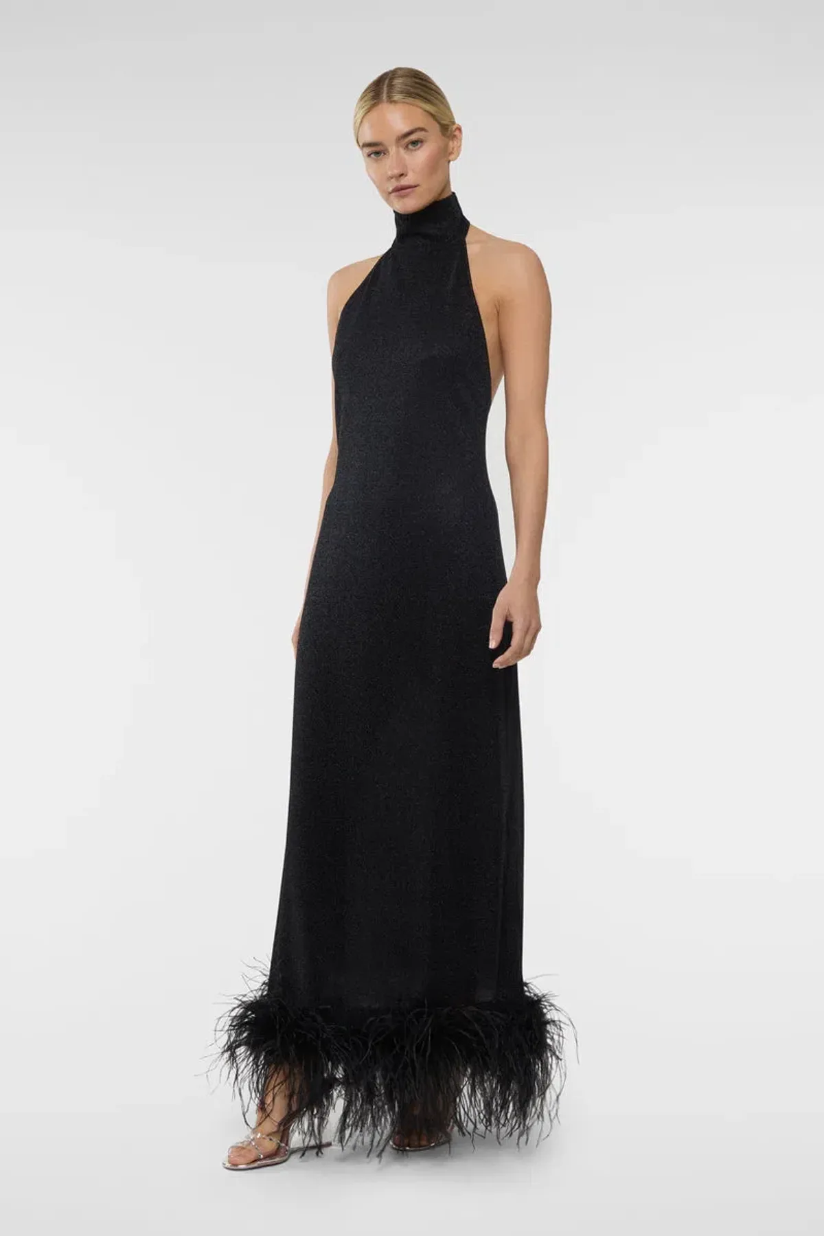 Oseree Lumiere Plumage Dress in Black Size M/ AU 8 for rent on The Volte - main image
