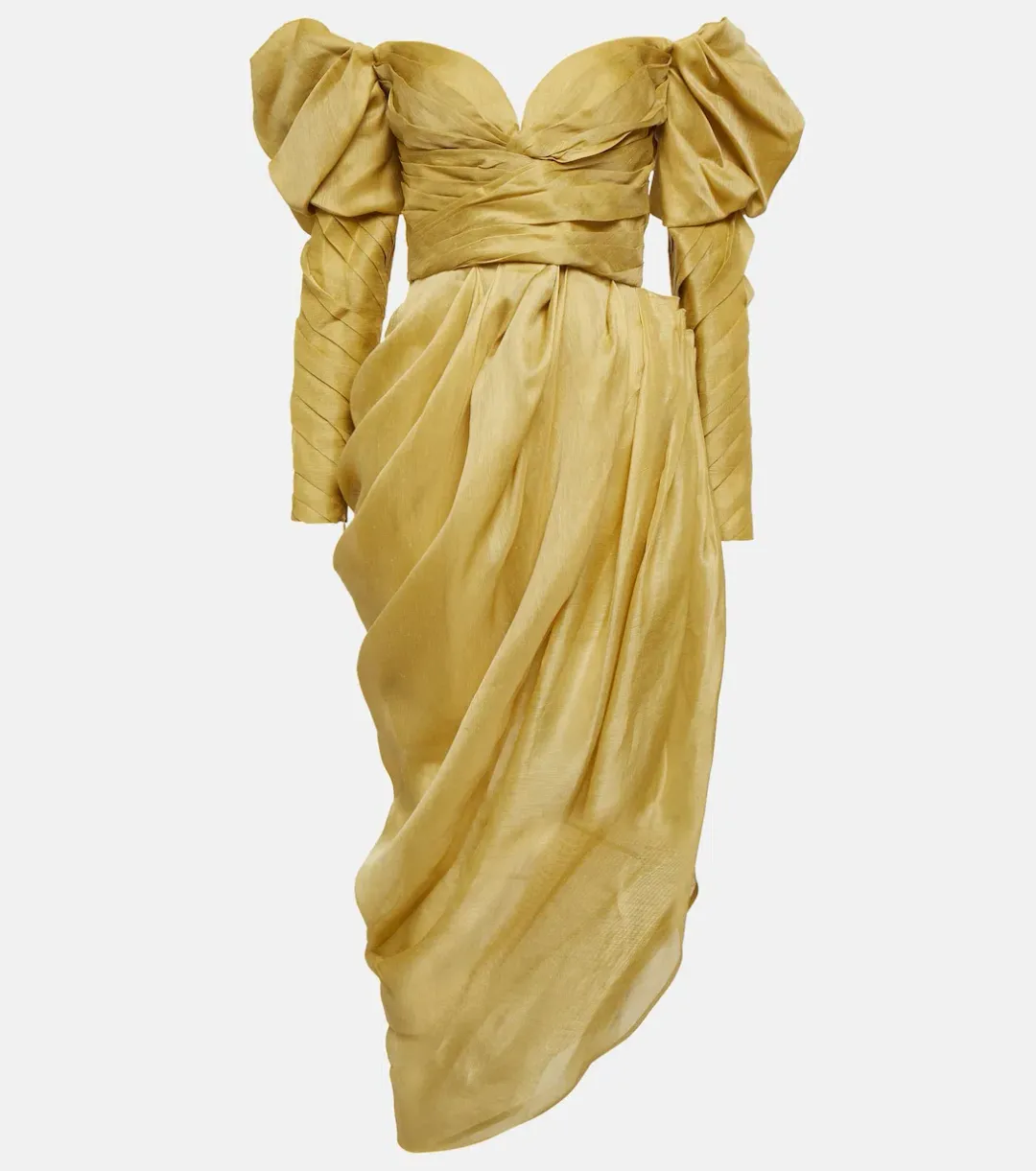 Zimmermann Sensory Drape Linen-Blend Midi Dress Green Size 10 for rent on The Volte - main image