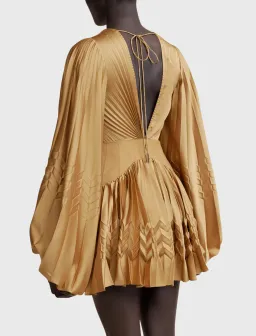 Acler Marion Flutter Sleeve Mini Dress in Caramel Size 8 for rent on The Volte - image 3