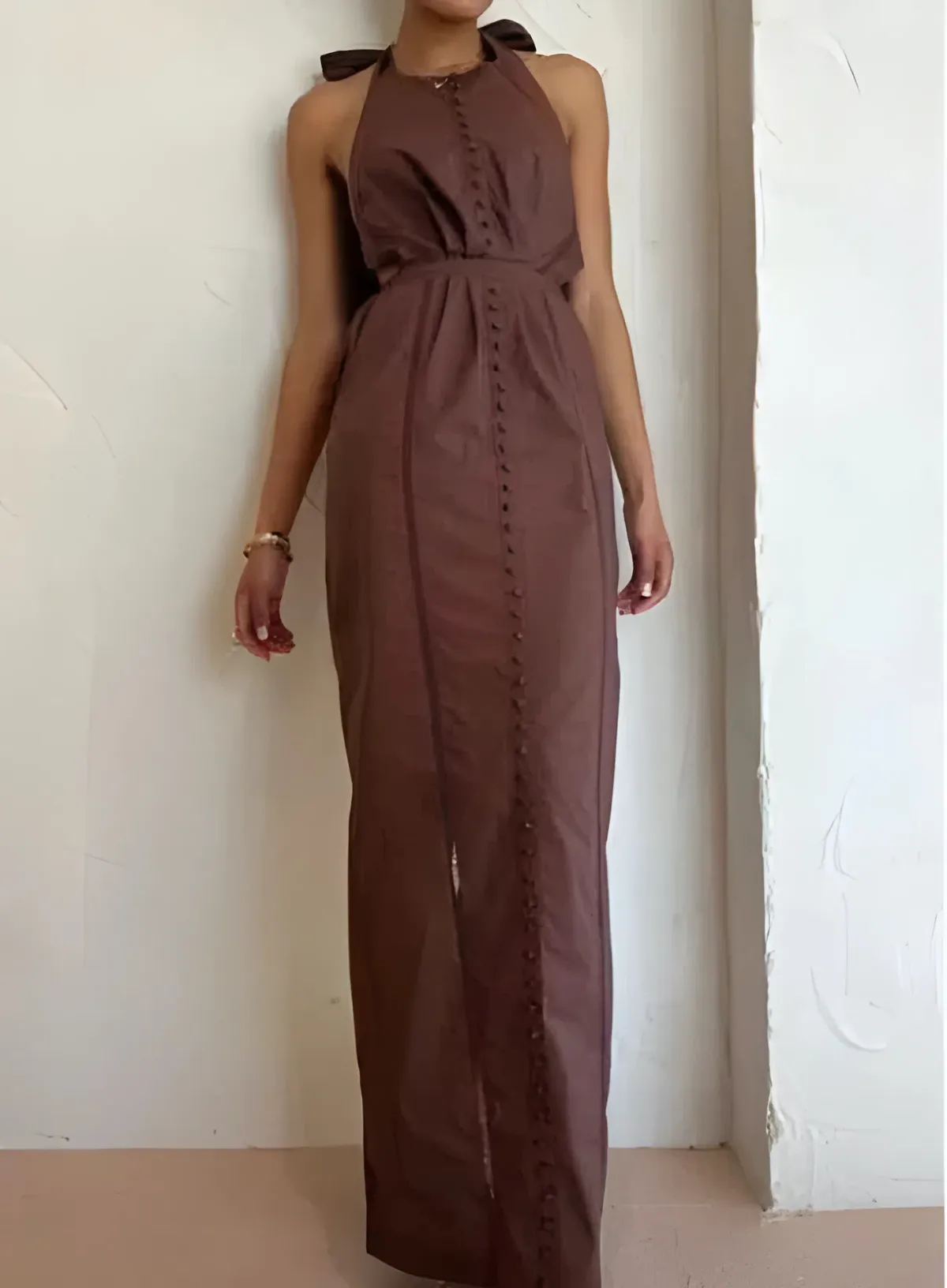 Joslin Elinor Coconut Dress Brown Size 12 for rent on The Volte - main image