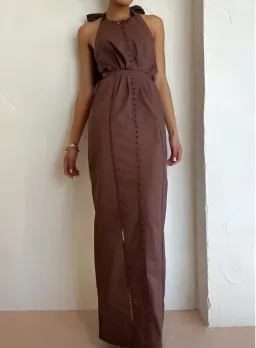 Joslin Elinor Coconut Dress Brown Size 12 for rent on The Volte - image 1