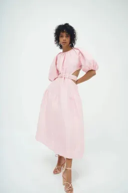 Aje Mimosa Cutout Midi Dress Pink Size 4 for rent on The Volte - image 1