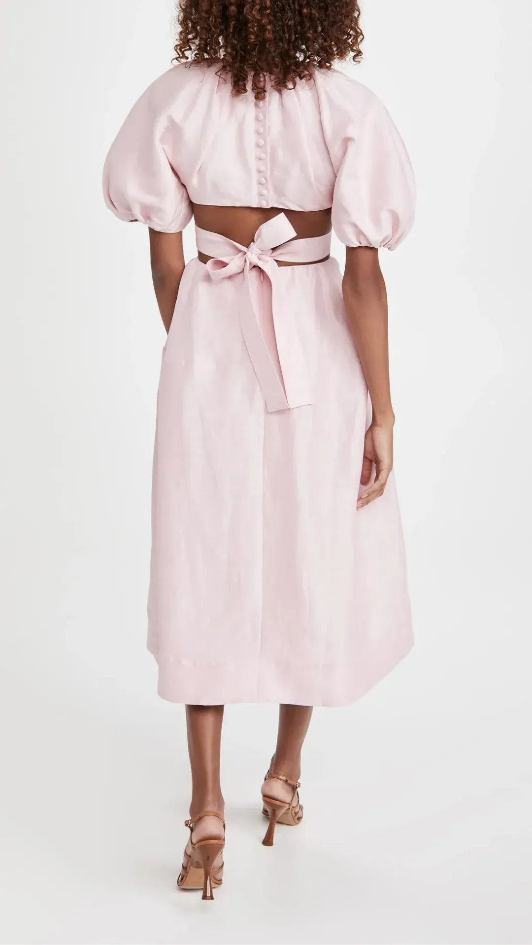 Aje Mimosa Cutout Midi Dress Pink Size 4 for rent on The Volte - main image