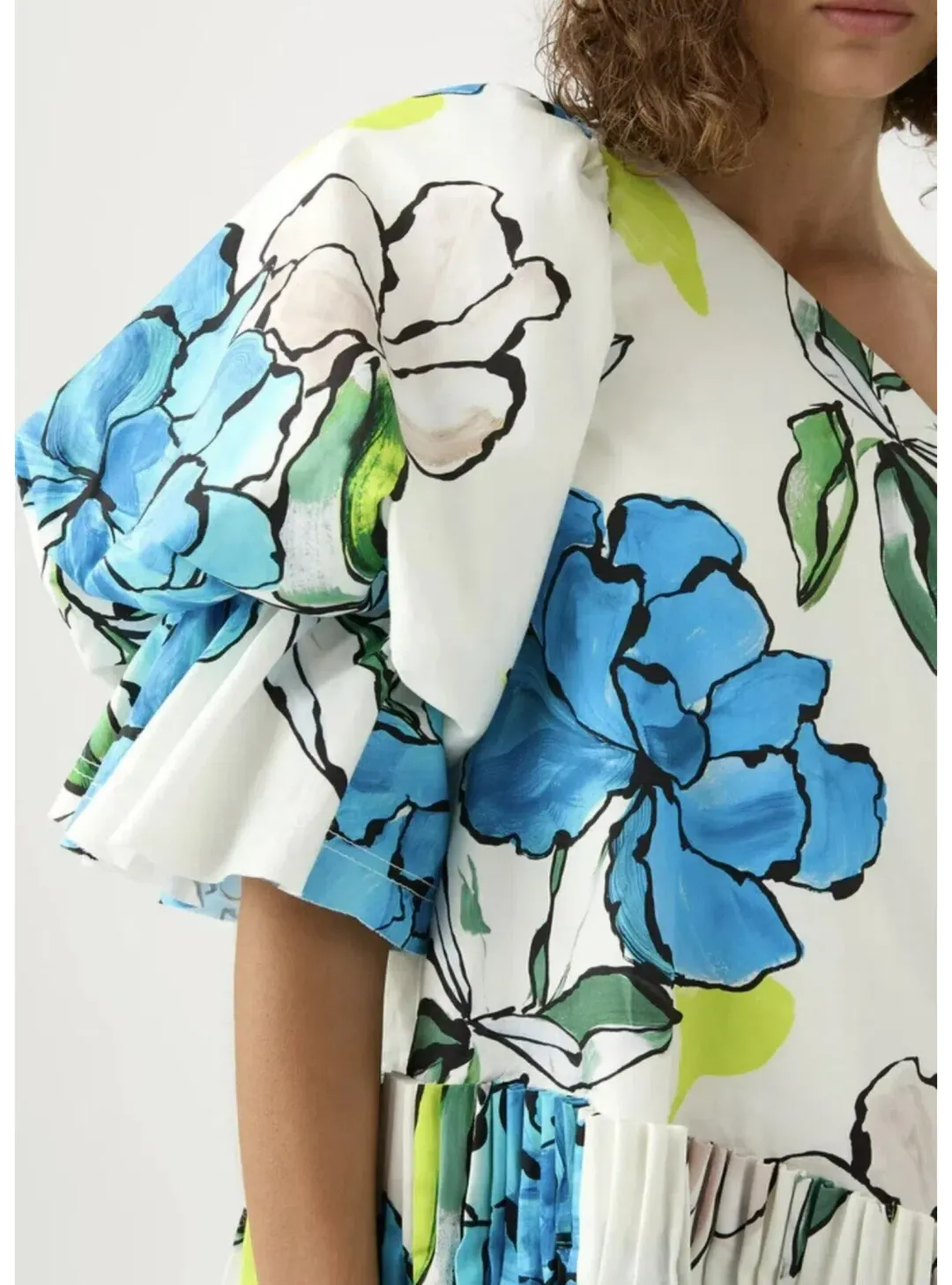 Aje Cy Off Shoulder Smock Mini Dress Cool Camelia Floral Print Size AU 8 for rent on The Volte - main image