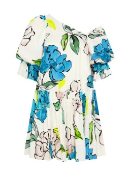 Aje Cy Off Shoulder Smock Mini Dress Cool Camelia Floral Print Size AU 8 for rent on The Volte - image 5