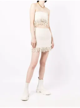 Dion Lee Tassel Wave Crochet Mini Skirt And Top Cream Size XS / AU 6 for rent on The Volte - image 1