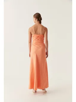 Aje Clarice Draped Maxi Dress in Sunset Orange Size AU 10 for rent on The Volte - image 4