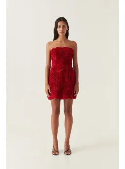 Aje Gazer Rosette Mini Dress Scarlet Red Size AU 6 for rent on The Volte - image 1
