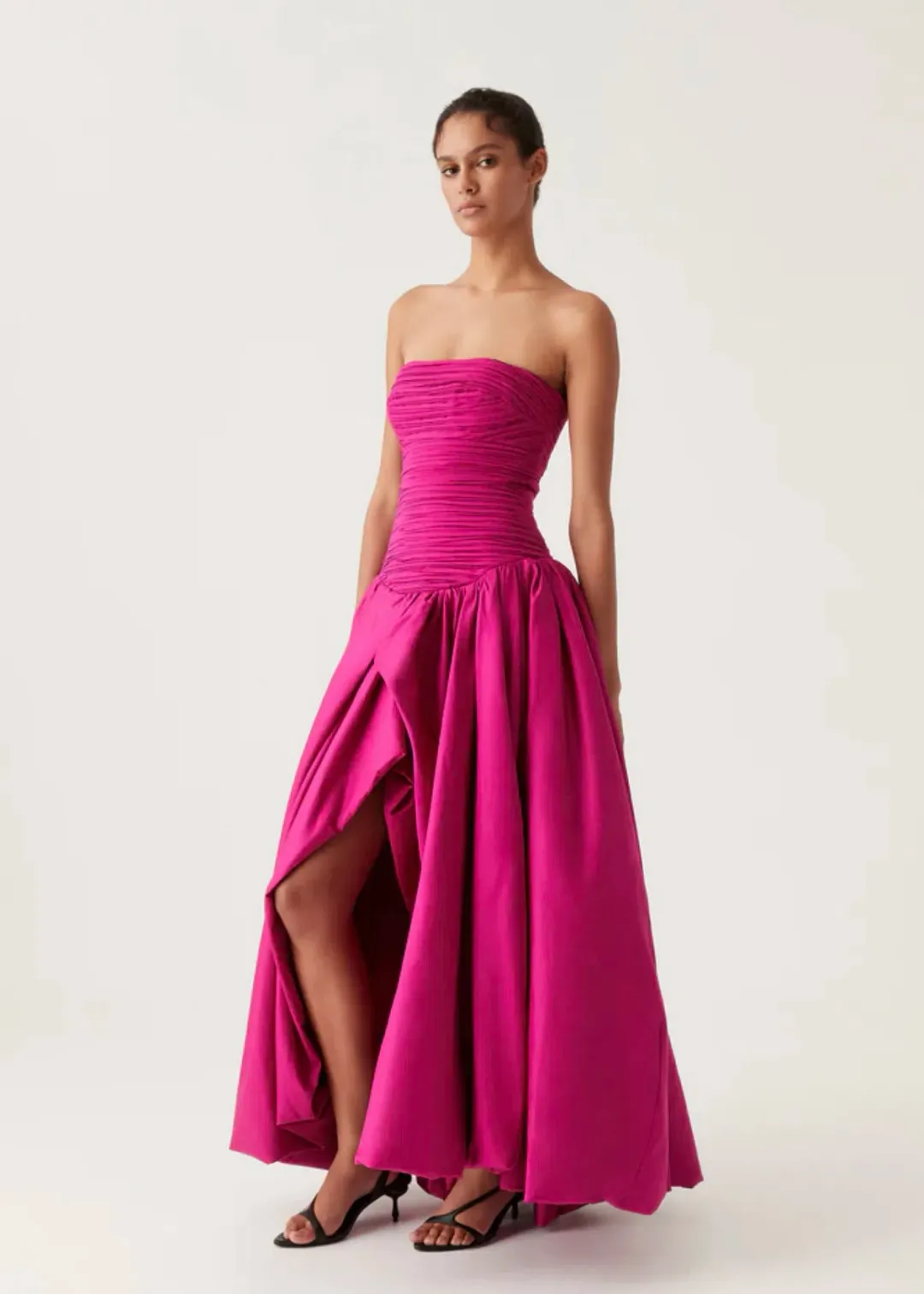 Aje Violette Bubble Hem Maxi Dress Deep Magenta Size AU 6 for rent on The Volte - main image