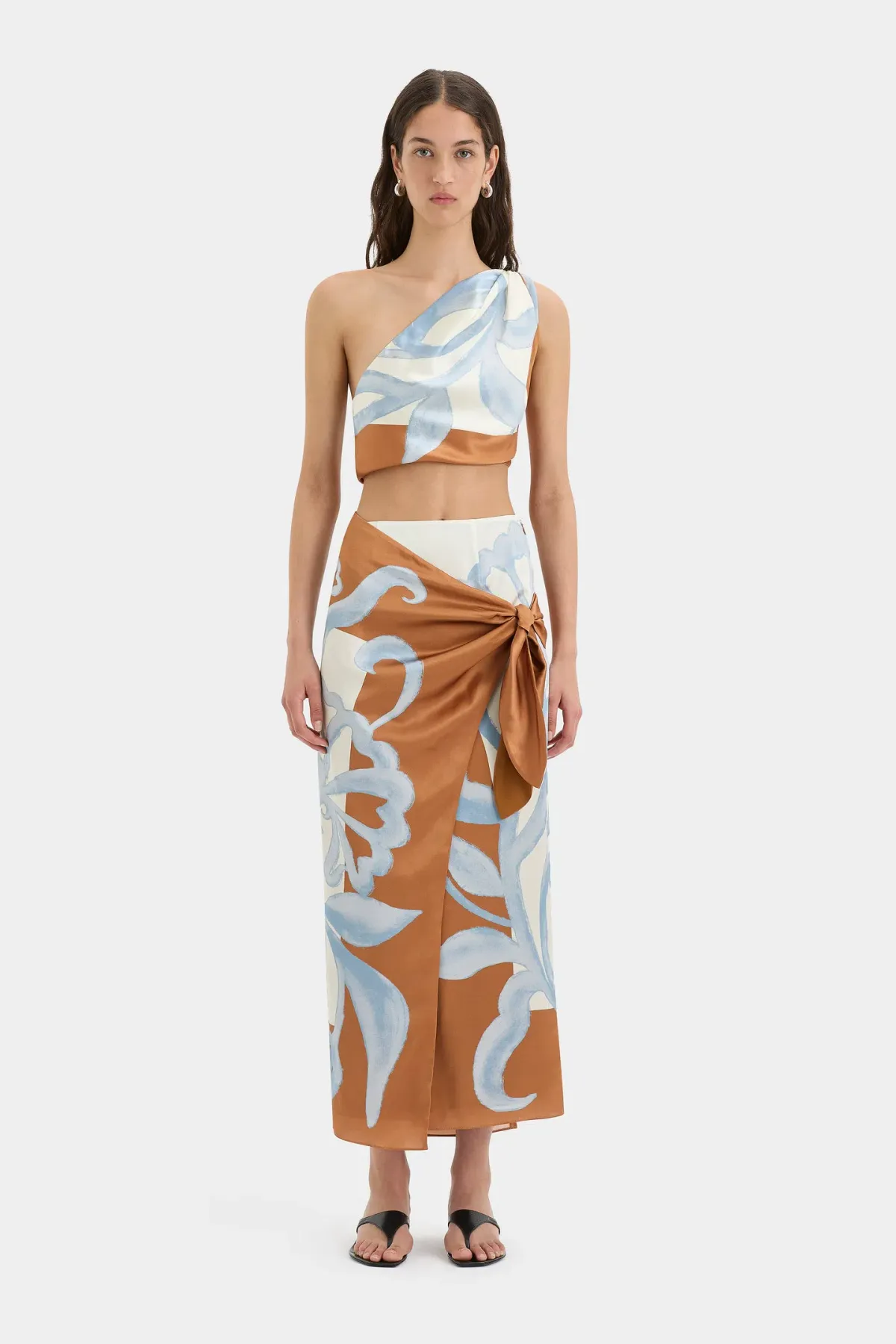 Sir The Label Sorrento Wrap Skirt And Scarf Top Set Sciapra Print Size 10 - Image 1
