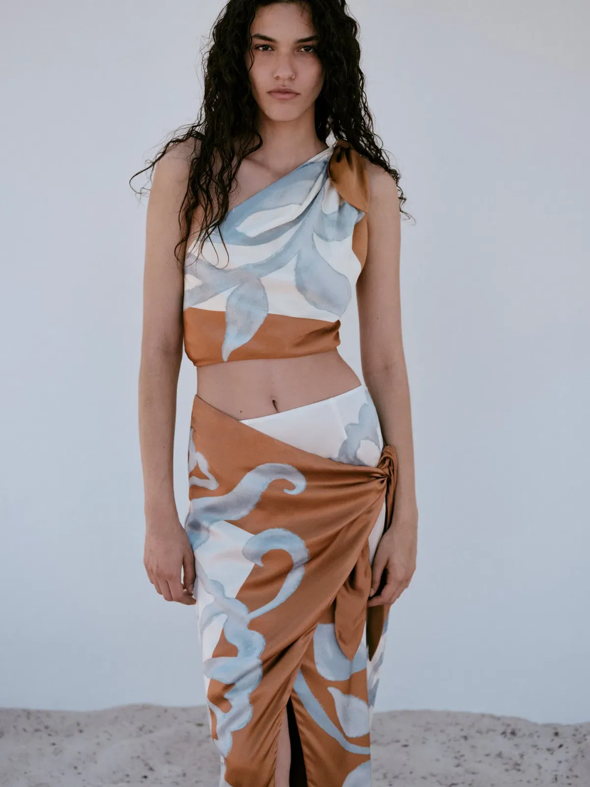 Sir The Label Sorrento Wrap Skirt And Scarf Top Set Sciapra Print Size 10 - Image 3