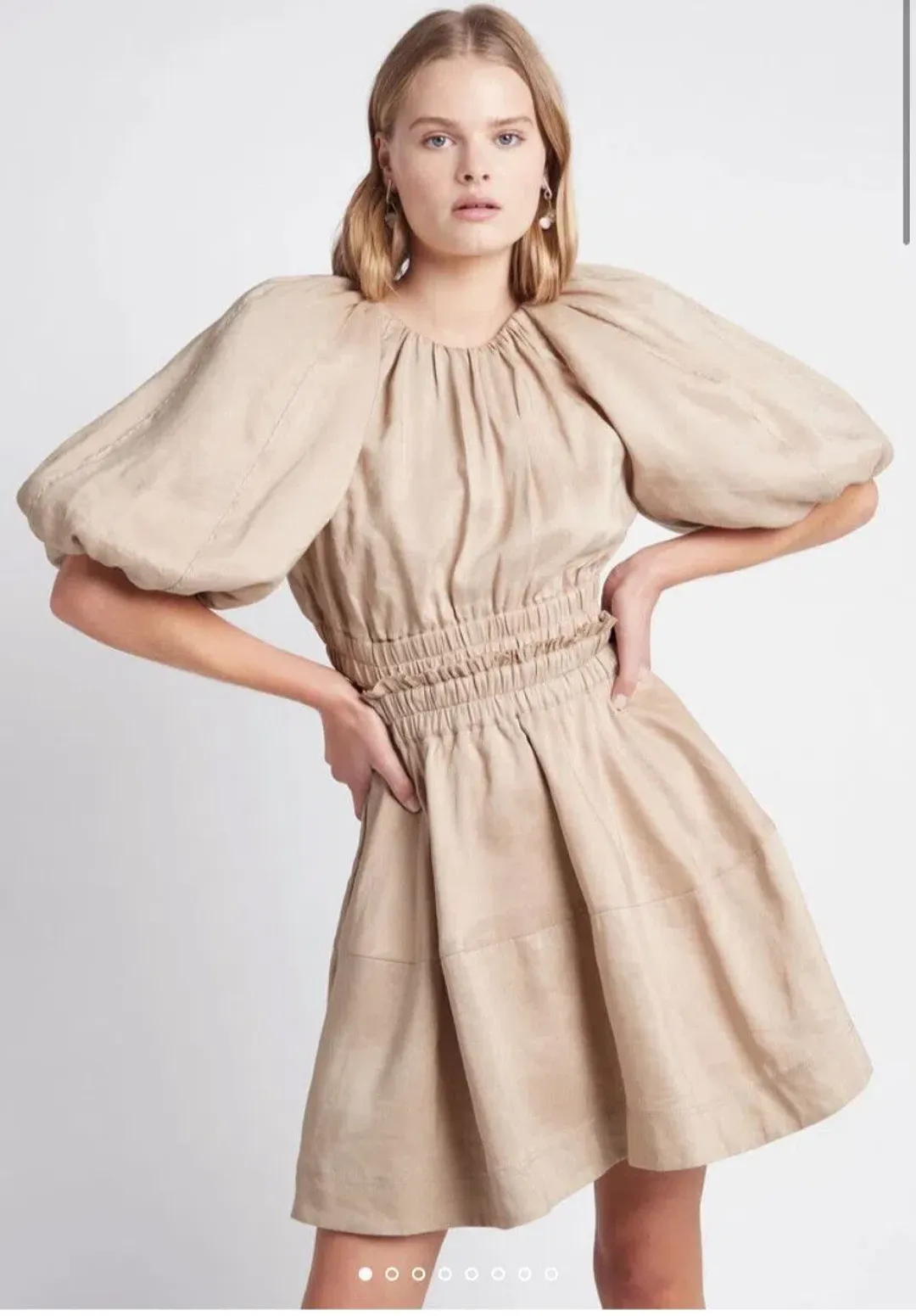 Aje Solitude Cutout Mini Dress Beige Size 10 for rent on The Volte - main image