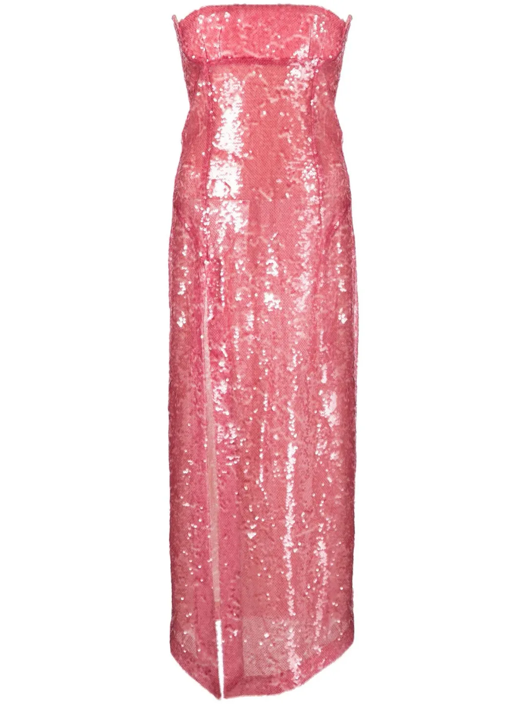 The Attico Bustier Midi Dress Pink Sequinned Size XL / AU 14 for rent on The Volte - main image