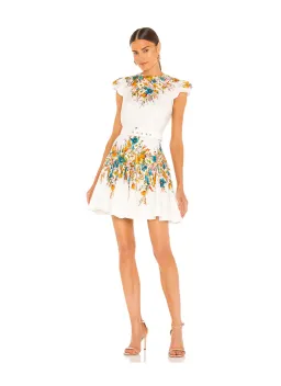 Zimmermann Estelle Tie Mini Dress in Cream Floral Size 2/ AU 12 for rent on The Volte - image 1