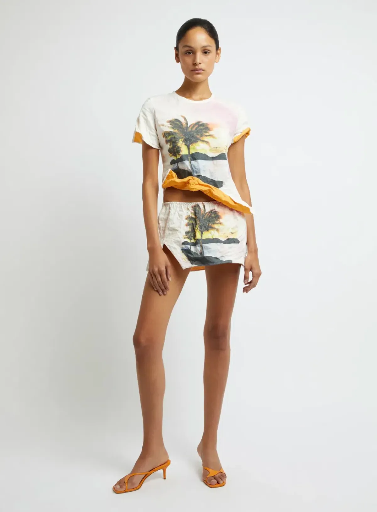 Christopher Esber Lost Souvenir Crushed Tee Size 8 & Mini Skirt Size 10 Print - Image 1